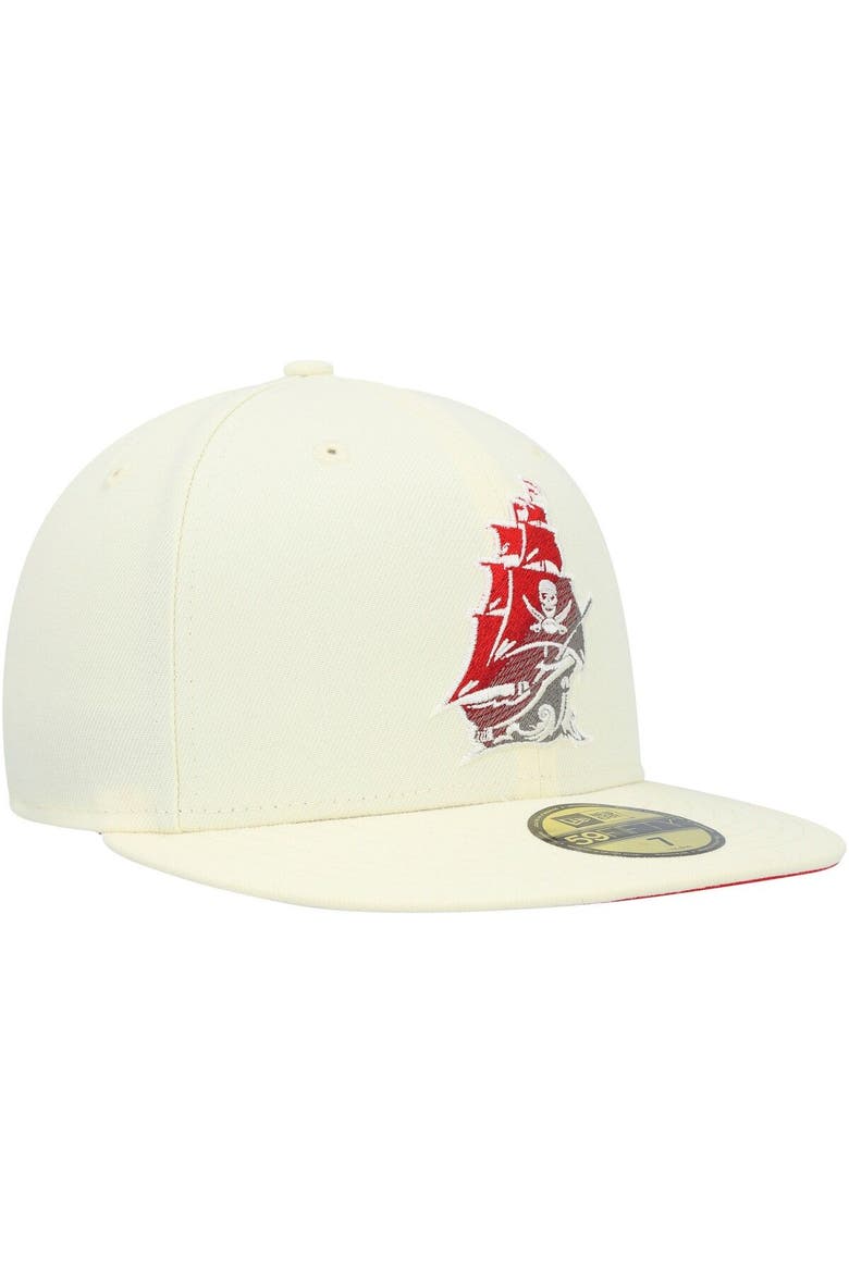 Men's New Era Cream Tampa Bay Buccaneers Chrome Color Dim 59FIFTY Fitted Hat, Alternate, color, Cream