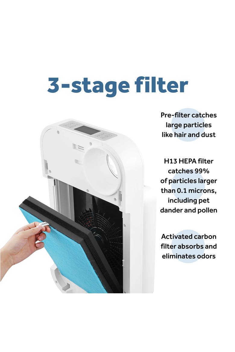 H13 True HEPA 2-in-1 Replacement Charcoal Combined Filter with Pre-filter, Main, color, White