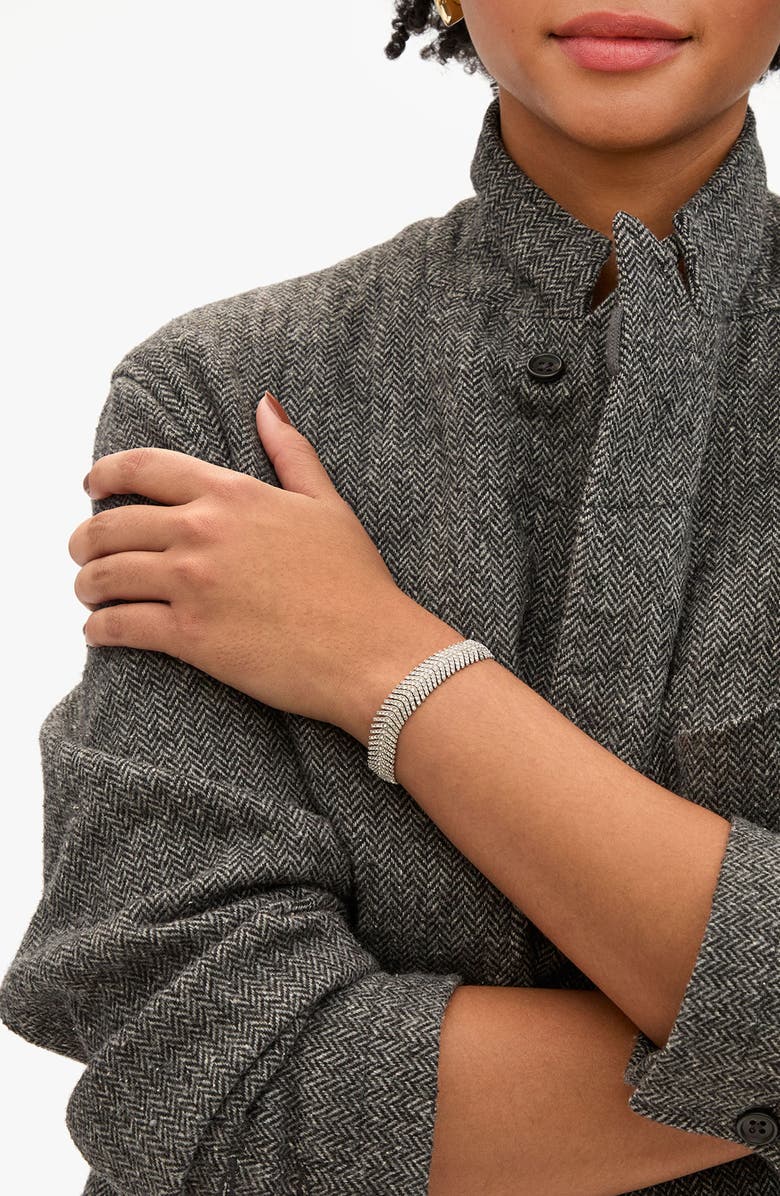 Clare V. Herringbone Crystal Bracelet, Alternate, color, Clear