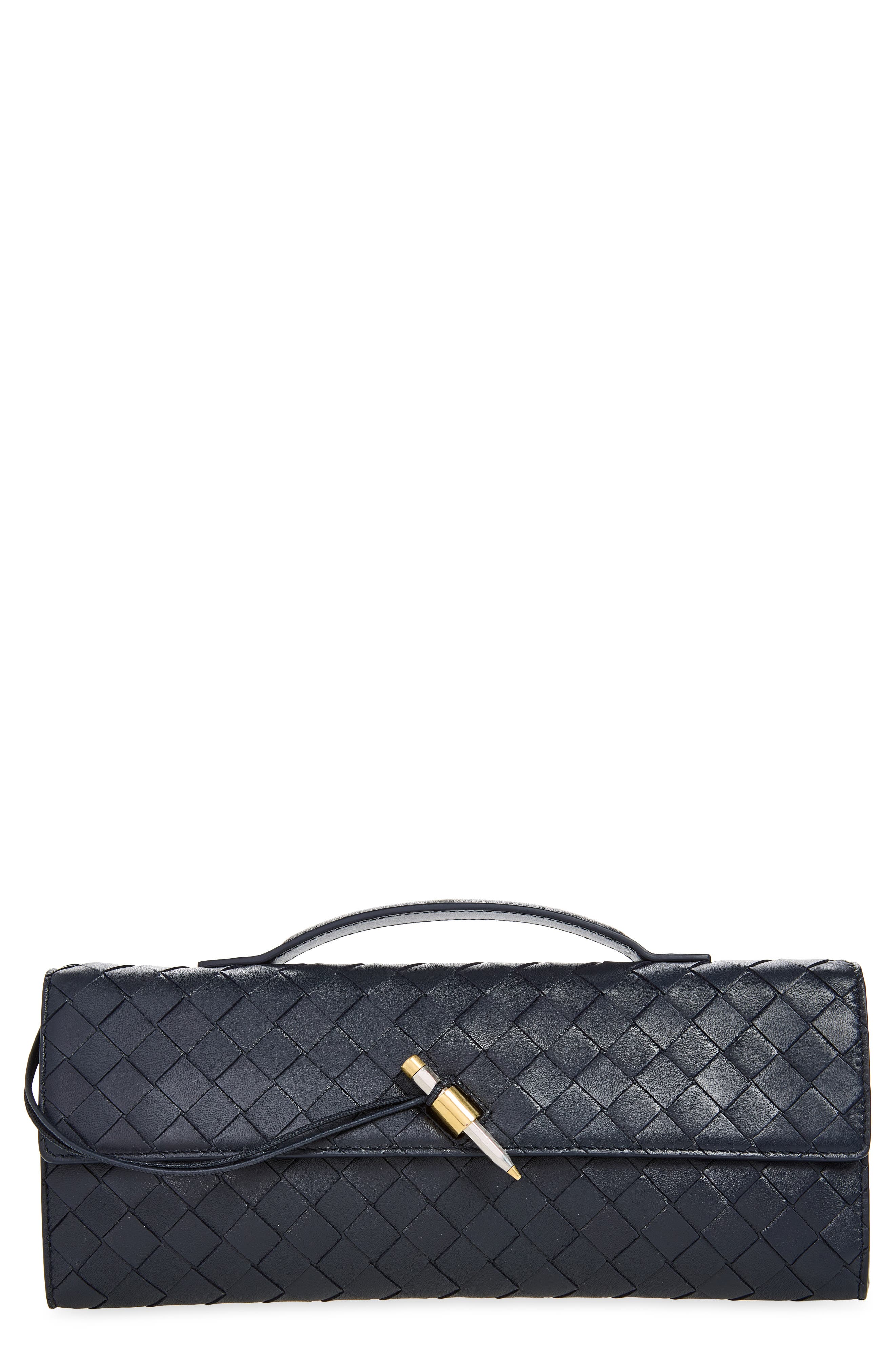 Intrecciato Pouch, Main, color, 4348 MIDNIGHT-BRASS V-S