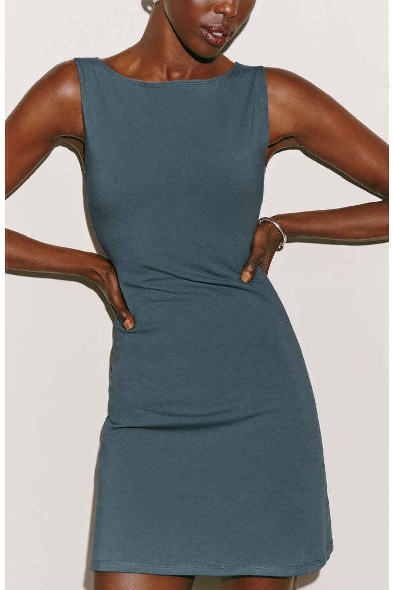 Nataly Sleeveless Organic Cotton Knit Minidress, Alternate, color, SLATE