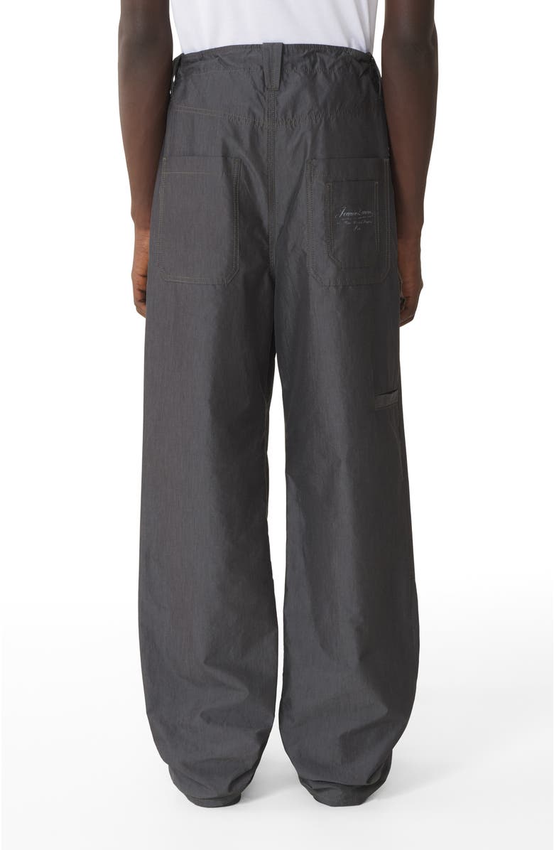 Lanvin Wide-Leg Chambray Pants, Alternate, color, Black