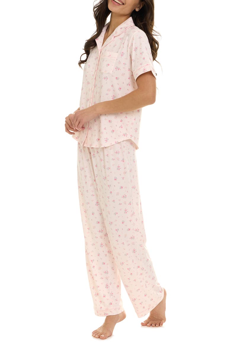 Gabriella Piped Jersey Pajamas, Alternate, color, LIGHT PINK