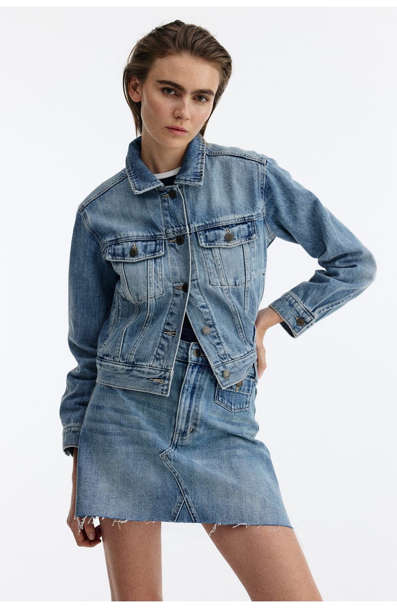 H&M A-line Denim Skirt, Alternate, color, Light Denim Blue