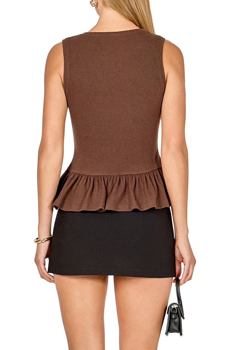 Knit Peplum Tank, Alternate, color, BROWN