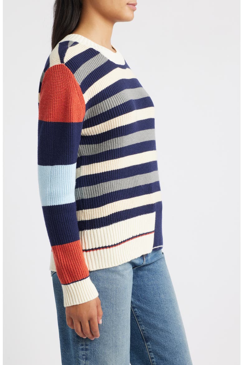 Stripe Colorblock Sweater, Alternate, color, NAVY