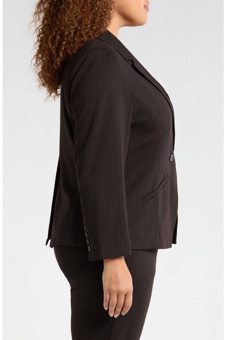 Bianca Stretch Ponte Double Breasted Blazer, Alternate, color, SLATE PINSTRIPE