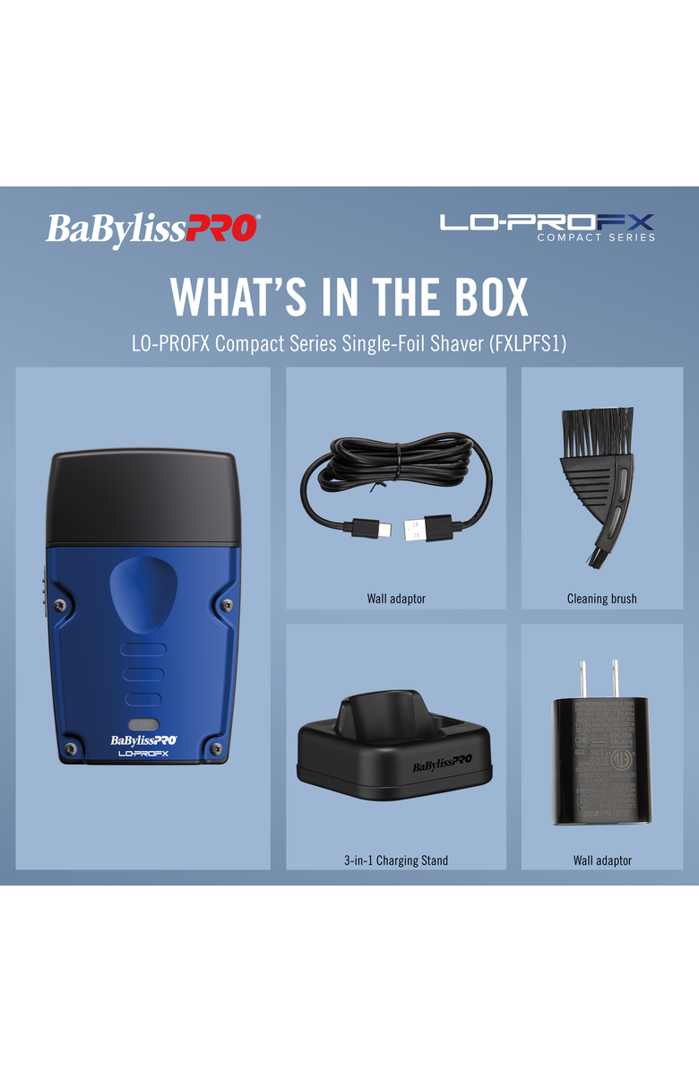 BaBylissPRO LO-PROFX Compact Series Single-Foil Shaver, Alternate, color, Blue