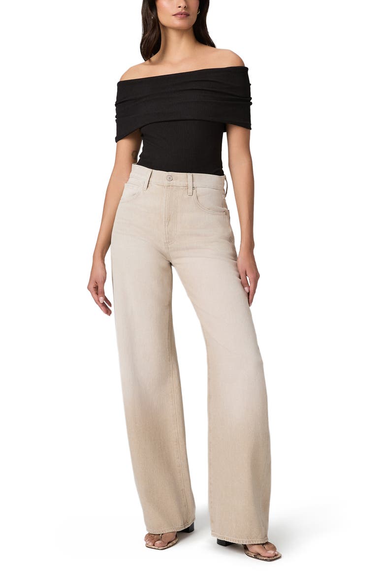 Rosarita Rib Knit Off the Shoulder Top, Alternate, color, BLACK