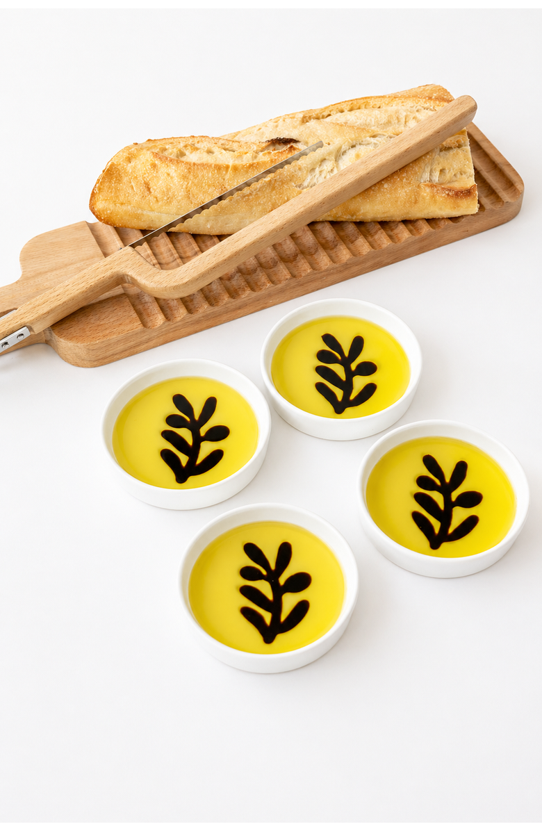 Jeanne Fitz Olive Oil and Balsamic Vinegar Individual Olive Branch Dipping Plates, Set of 4, Alternate, color, White