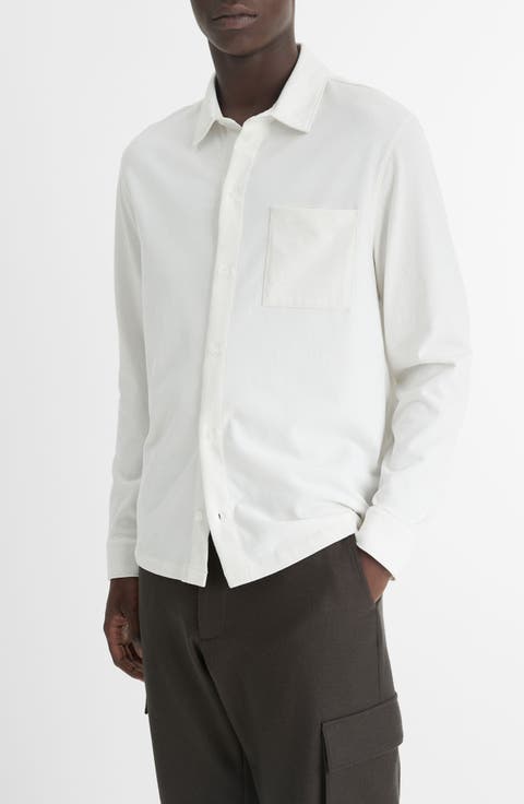 Sueded Knit Button-Up Shirt