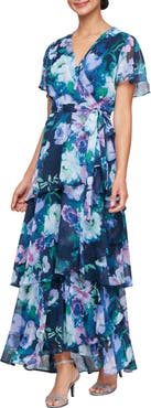 SL FASHIONS Floral Tiered Gown