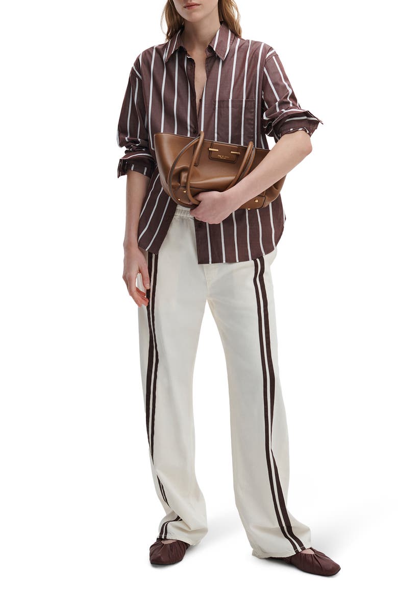 rag & bone Connie Stripe Button-Up Shirt, Alternate, color, Rust White Stripe