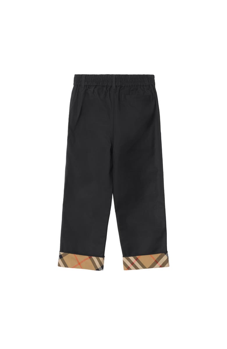 Burberry Check Turn-up Cotton Trousers, Alternate, color, Black