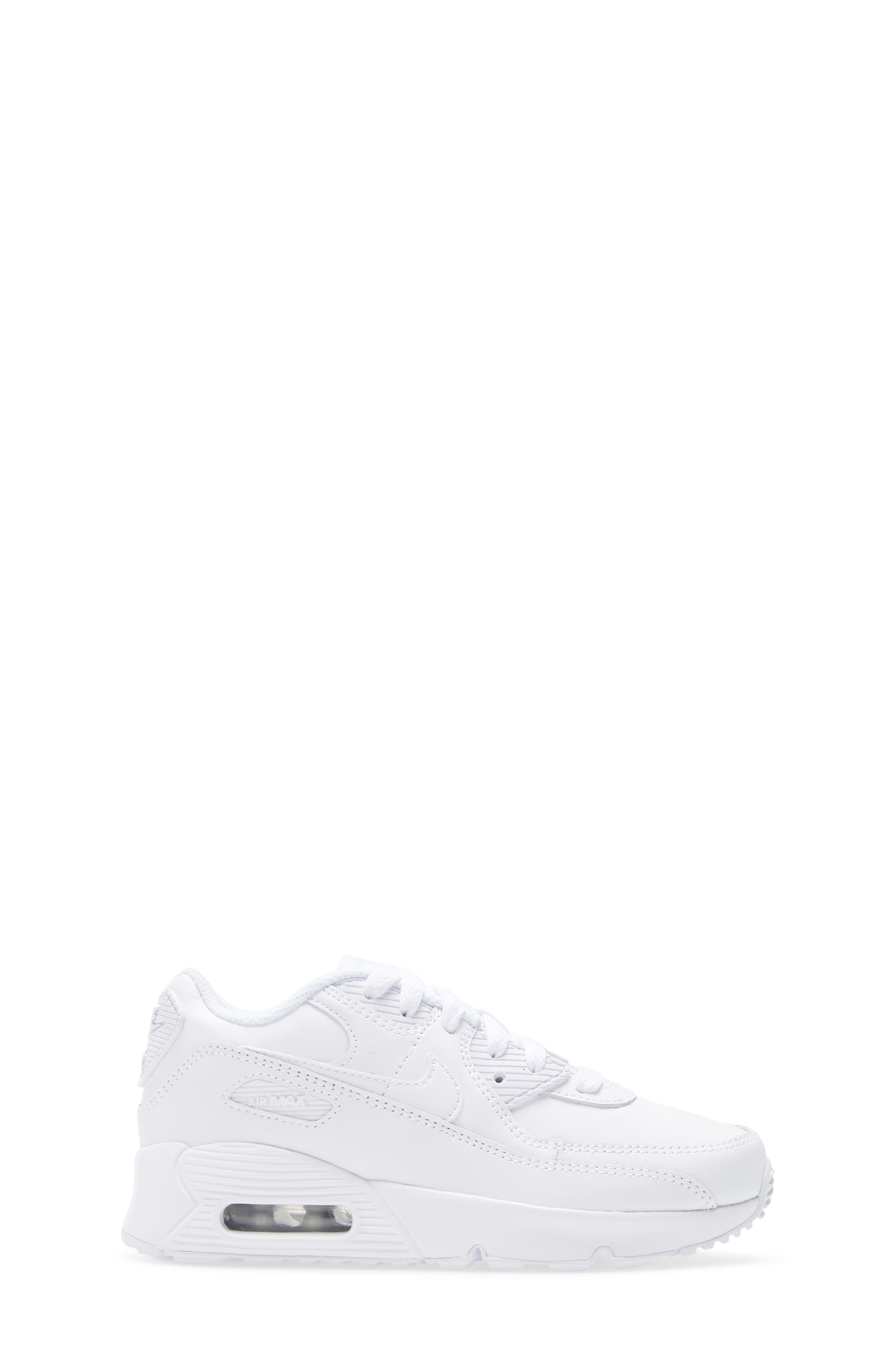 Nike Kids' Air Max 90 Sneaker, Alternate, color, White/ White/ Metallic Silver