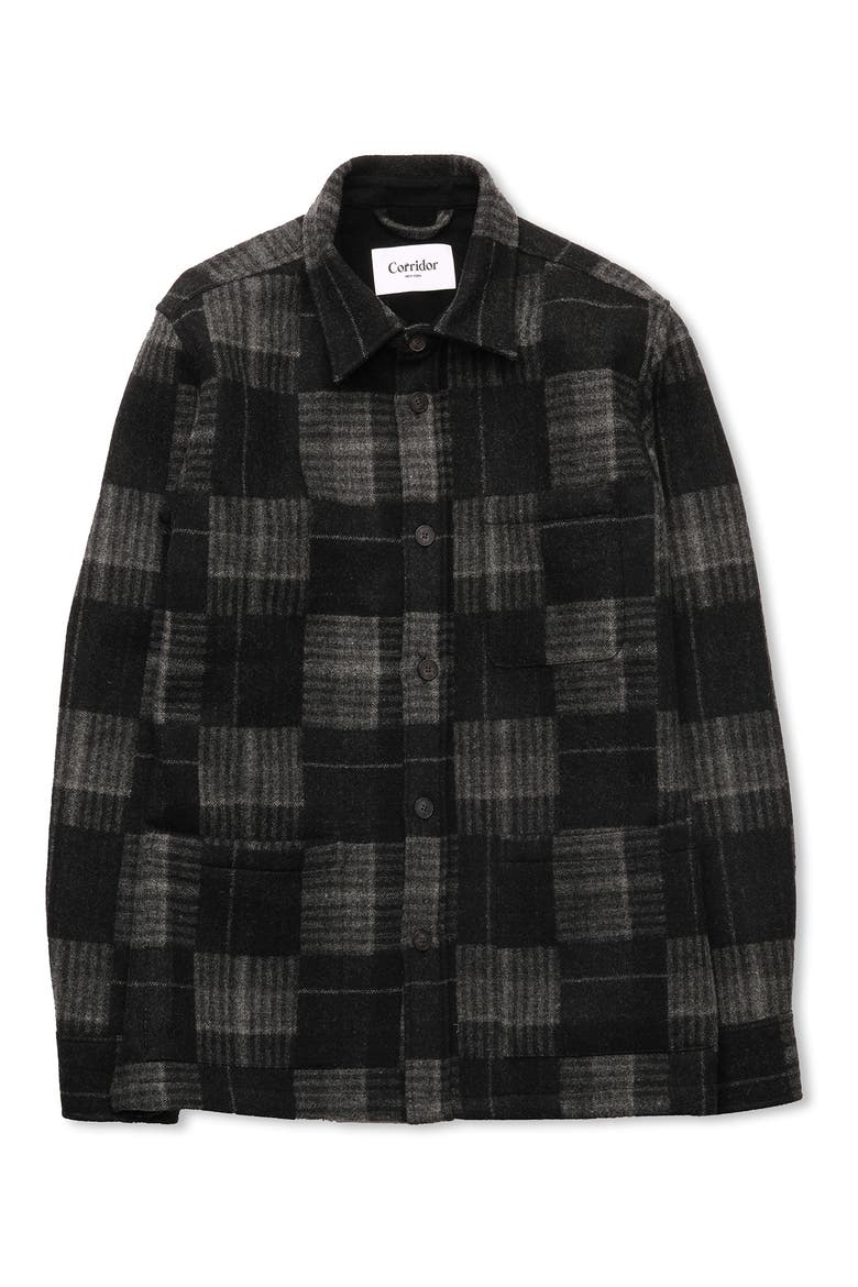 Patchwork Merino Wool Jacket, Main, color, CHARCOAL
