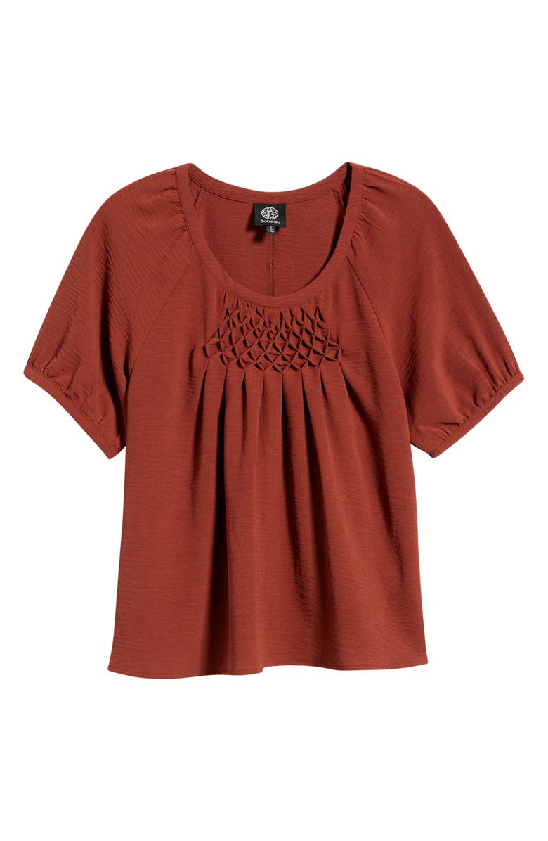 Bobeau Smock Pleat Knit Top, Alternate, color, Brandy Brown