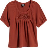 Bobeau Smock Pleat Knit Top