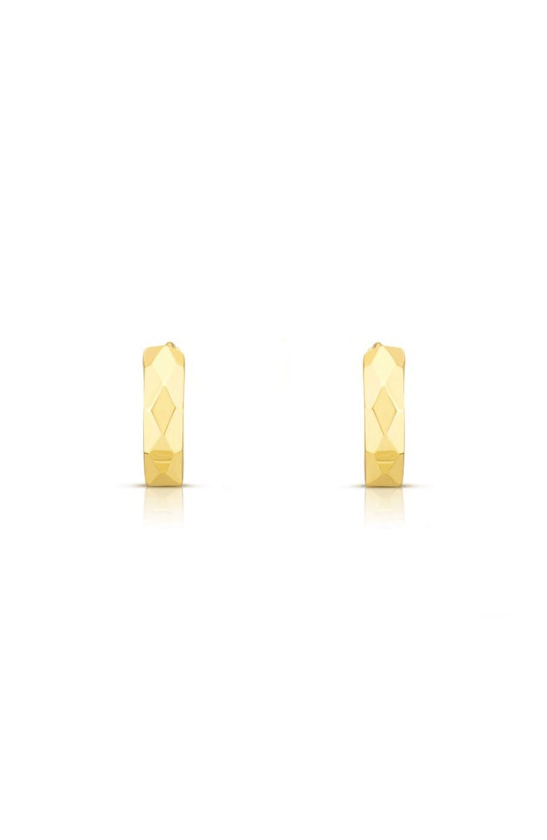 The Lovery Fine Jewelry Mini Faceted Gold Huggie Hoop Earrings, Alternate, color, Yellow Gold
