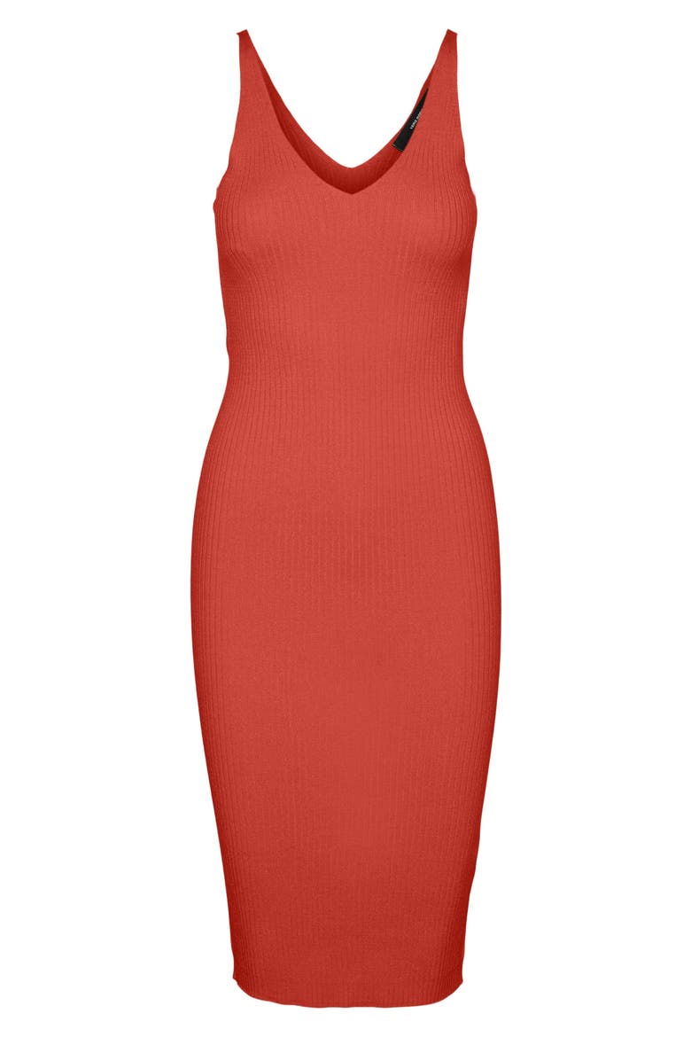 Sleeveless Rib Sweater Dress, Main, color, PAPRIKA