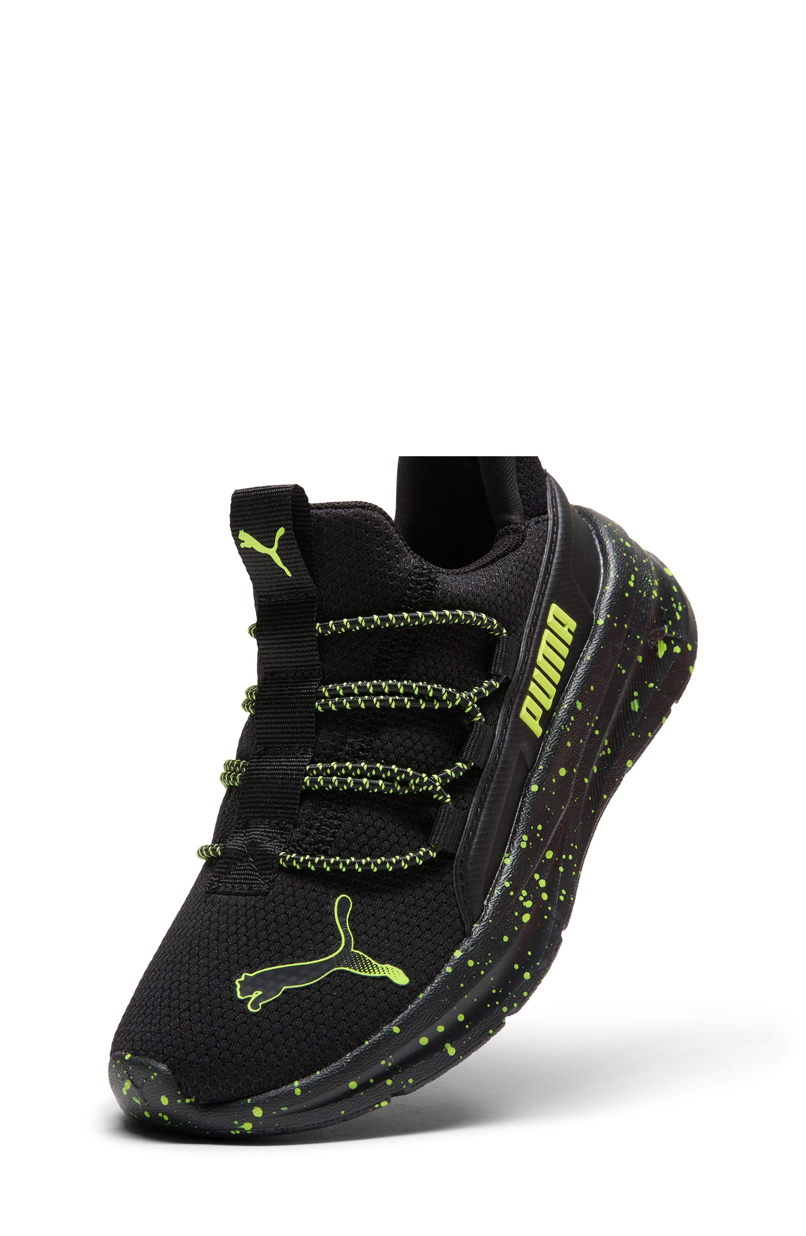 PUMA Kids' One4All 2.0 Big Cat Energy Sneaker, Alternate, color, Puma Black/ Dark Gray/ Lime