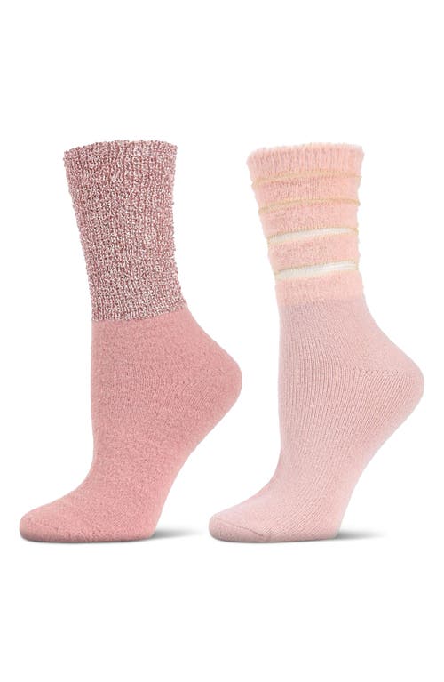 MeMoi Cozy Assorted 2-Pack Crew Socks in Pink 