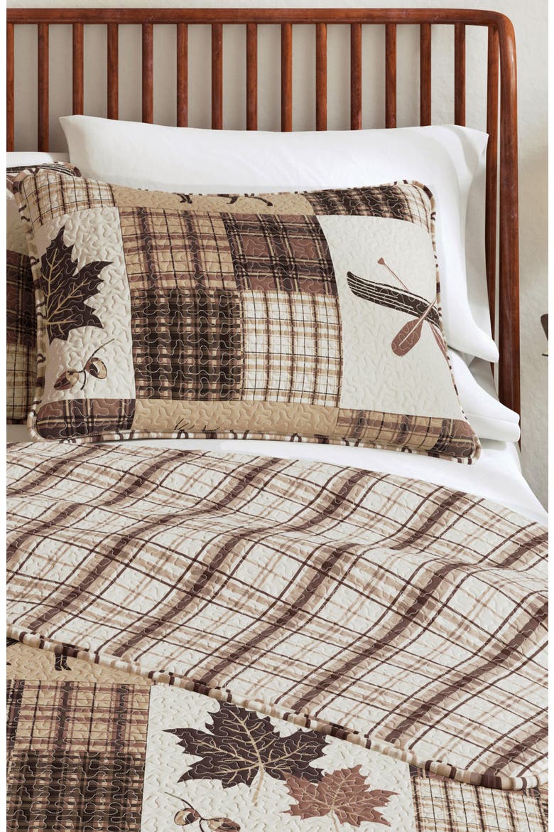 Patchwork Plaid Quilt Set, Alternate, color, DEER LEAF PATCHWORK