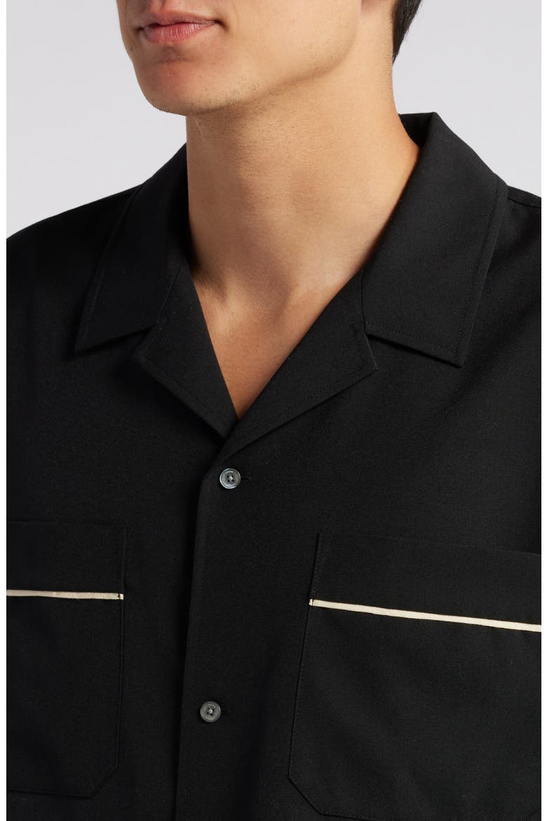 Long Sleeve Camp Shirt, Alternate, color, BLACK