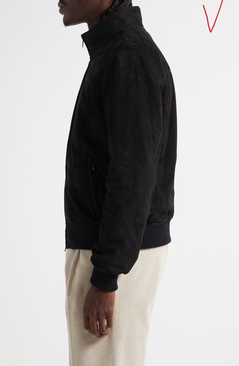 Thom Sweeney Suede Bomber Jacket, Alternate, color, Black