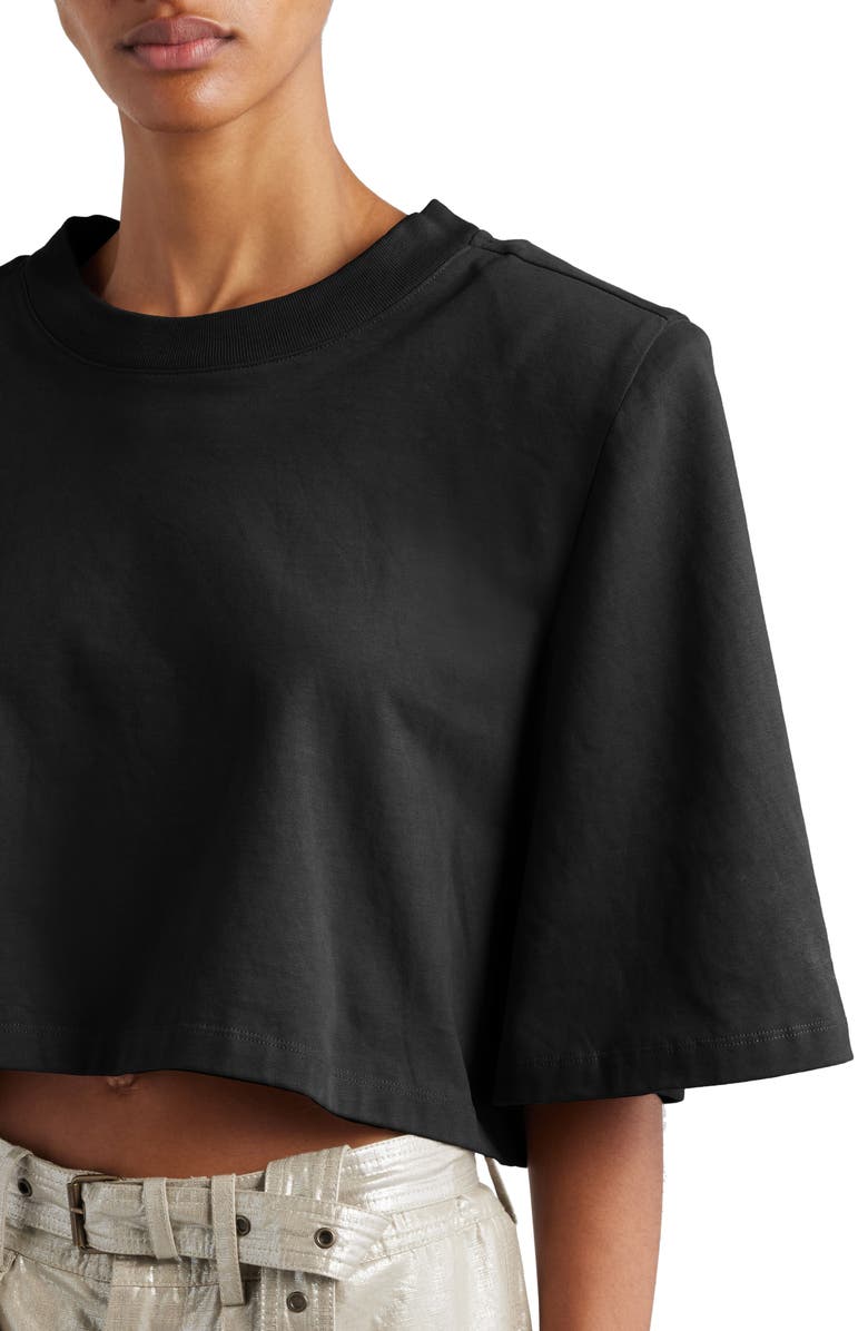 Isabel Marant Zaely Shoulder Pad Crop Cotton T-Shirt, Alternate, color, 