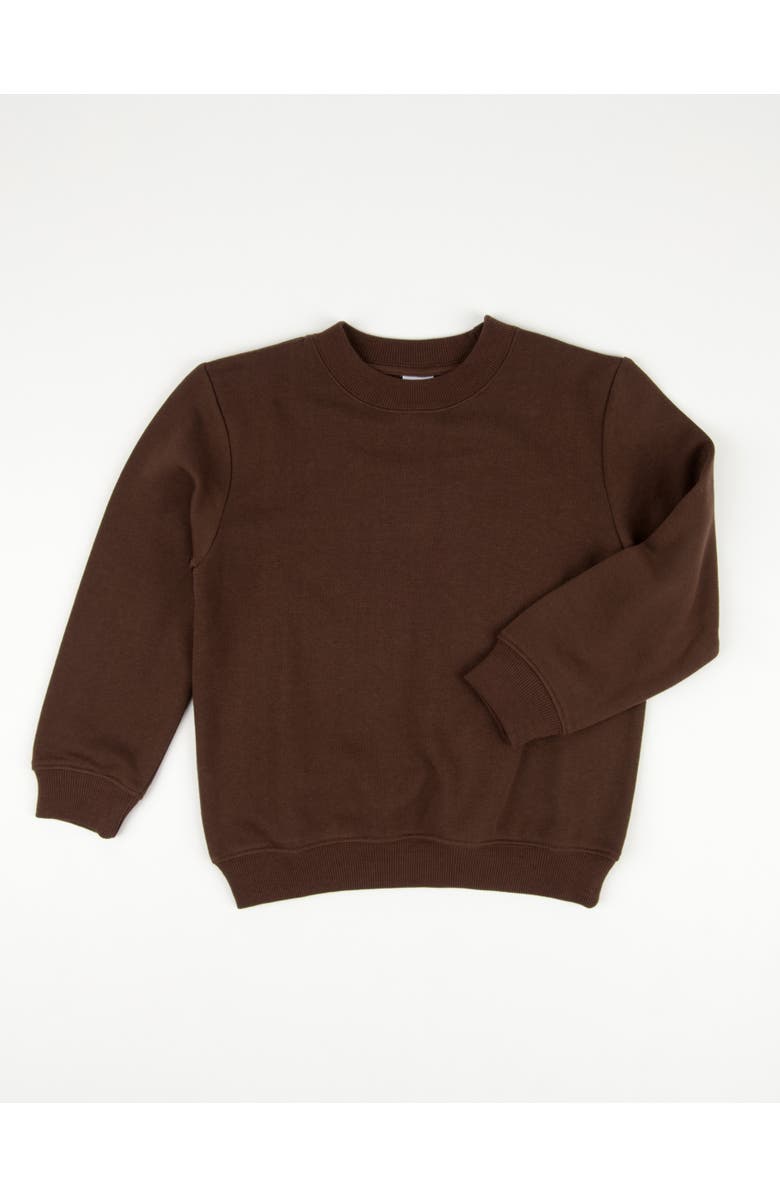 Leveret Kids Pullover Sweatshirt, Long Sleeve, Solid Colors, Alternate, color, Brown