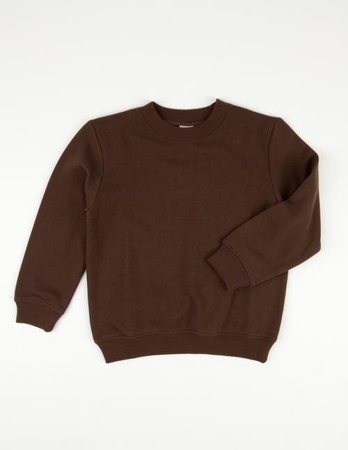 Leveret Kids Pullover Sweatshirt, Long Sleeve, Solid Colors In Brown