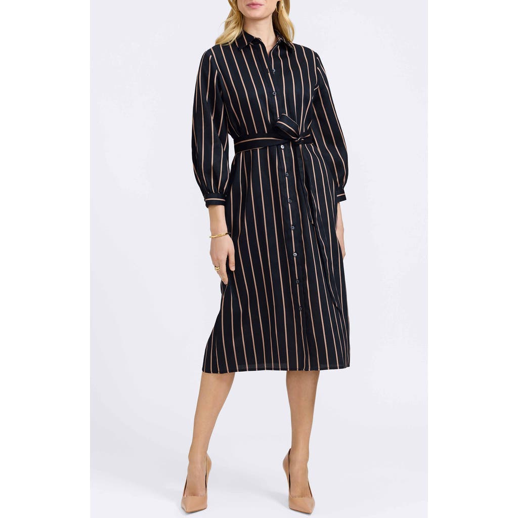 Foxcroft Esther Stripe Cotton Shirtdress In Black