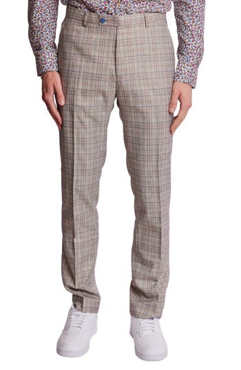 Paisley & Gray Downing Slim Flat Front Windowpane Dress Pants