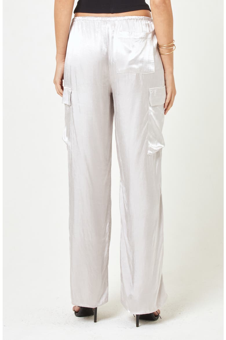 Sundown Satin Cover-Up Cargo Pants, Alternate, color, SILVER