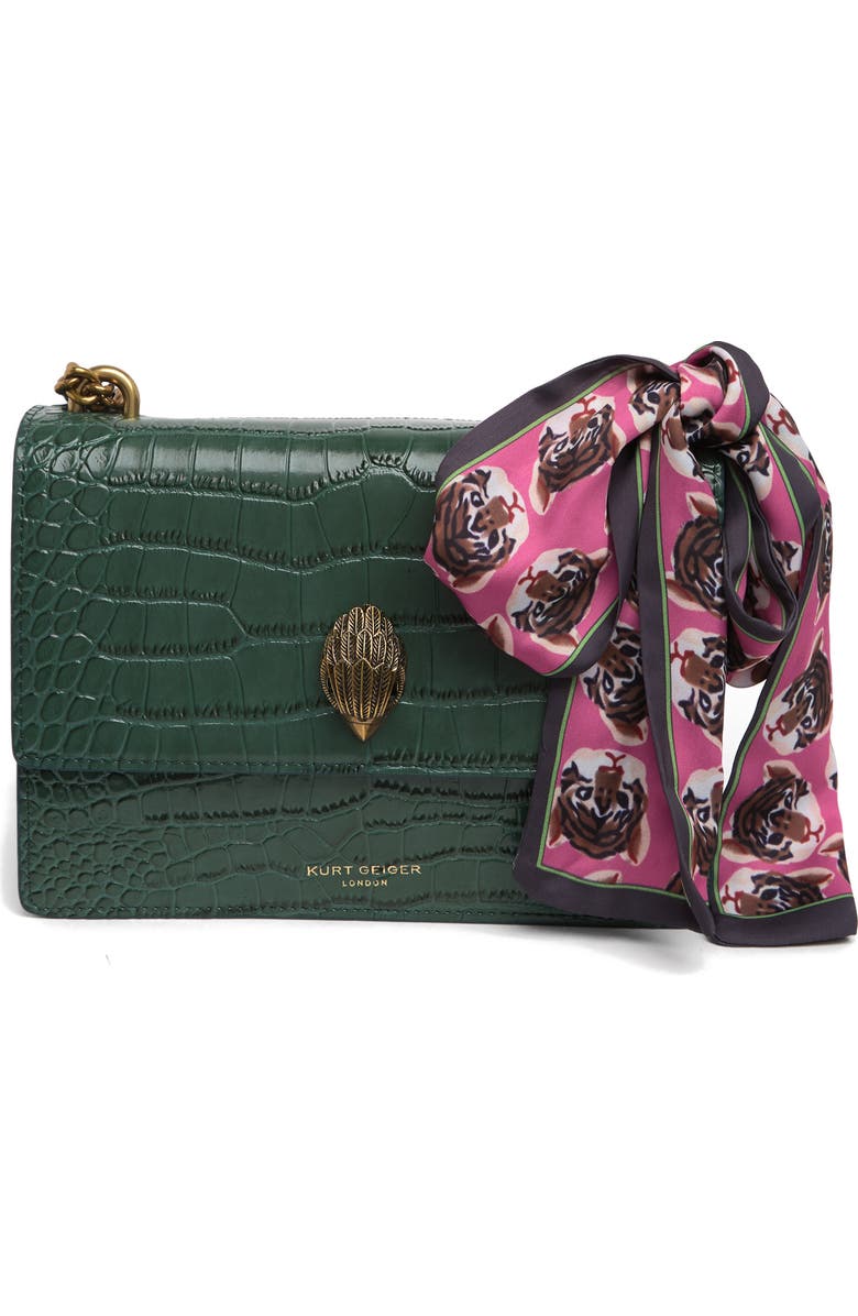 Kurt Geiger Shoreditch Croc Embossed Shoulder Bag, Main, color,