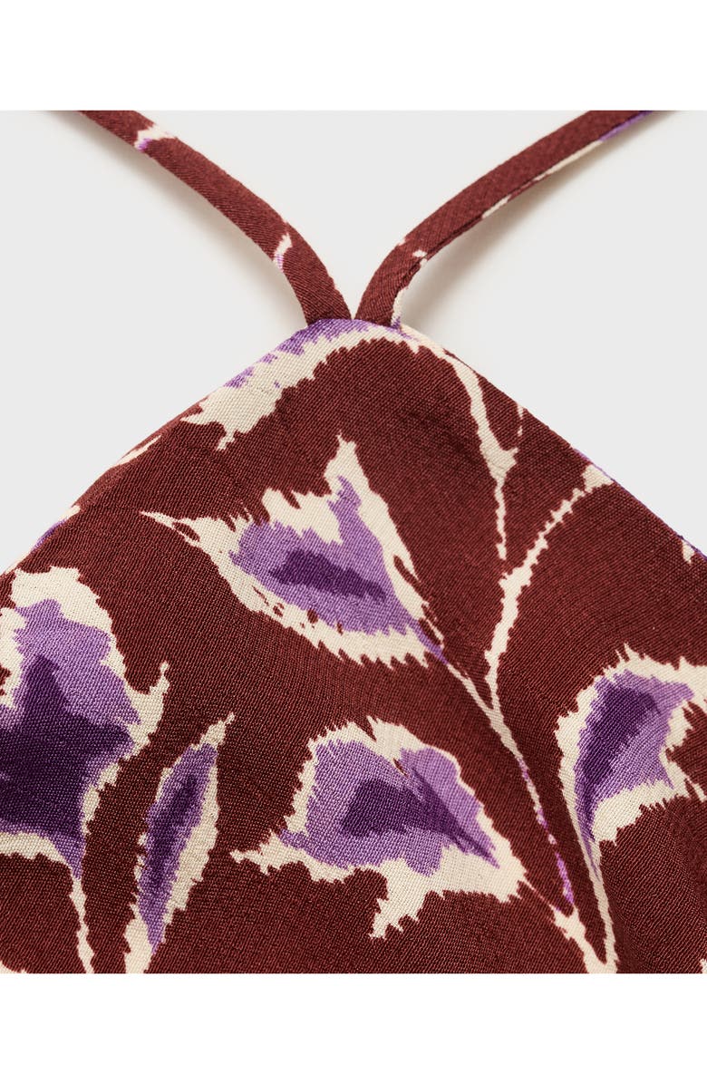 MANGO TEEN Floral Print Halter Neck Maxi Dress, Alternate, color, Brown