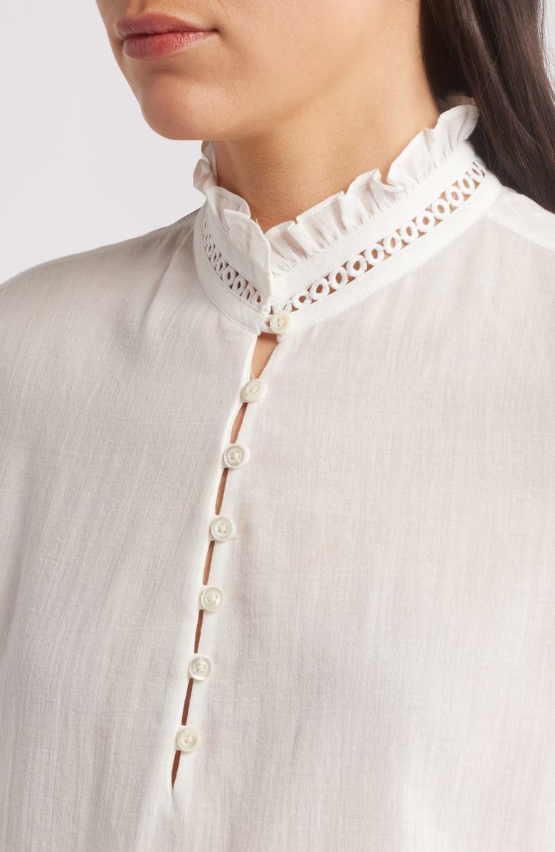 FRAME The Ruffle Collar Top, Alternate, color, White