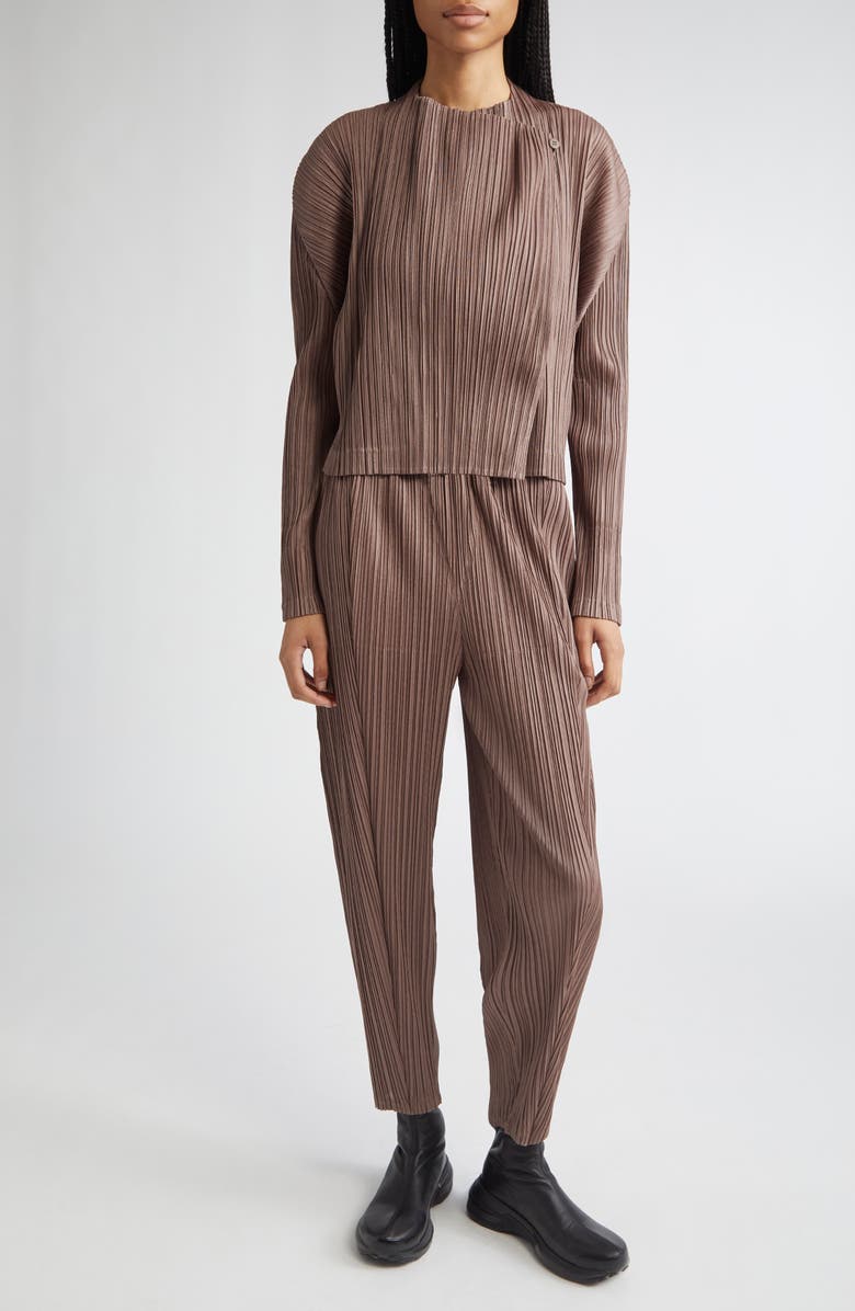 Pleats Please Issey Miyake Pleated Jacket, Alternate, color, Brown
