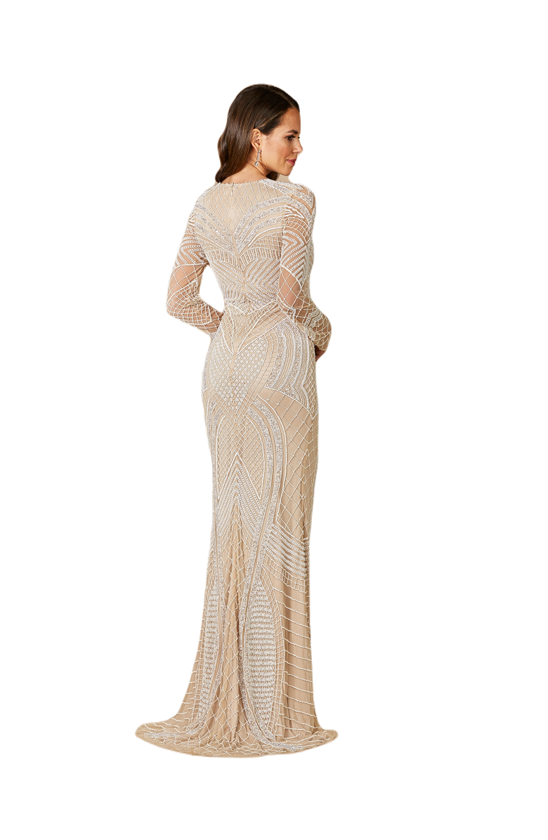LARA New York Haley Beaded Dress Nude/Ivory Bridal, Alternate, color, Ivory