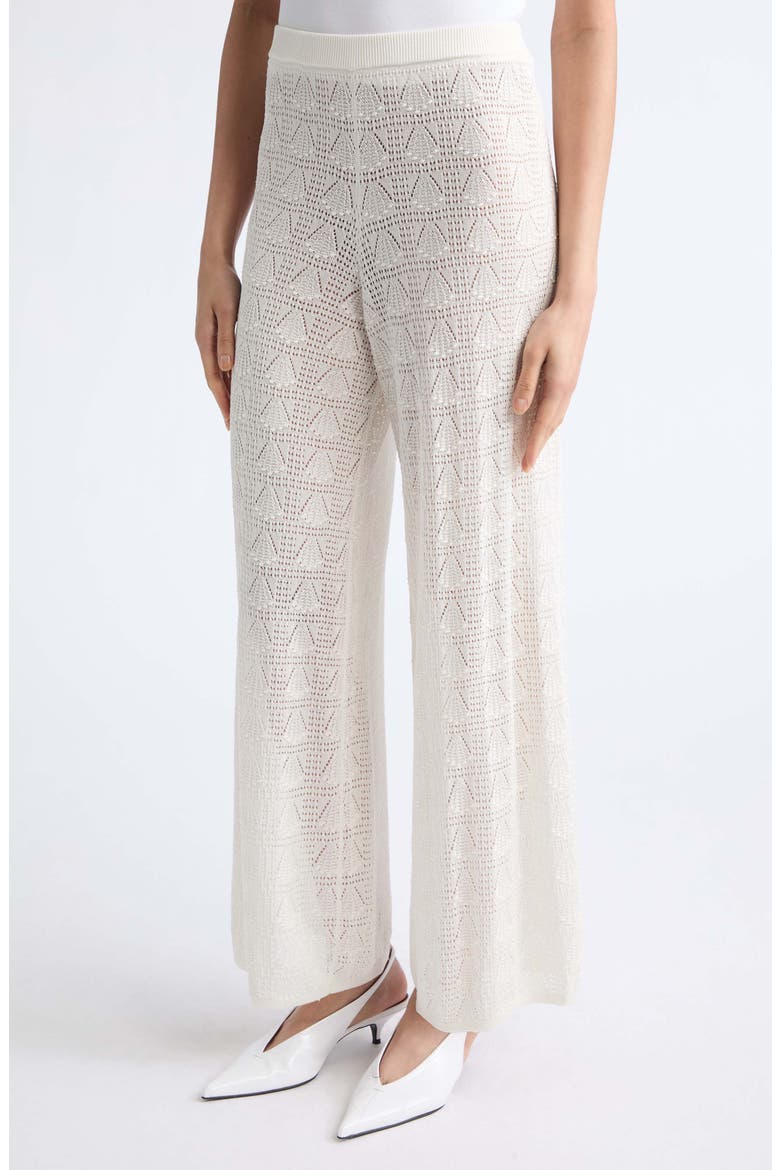 Egeo Pointelle Knit Pull-On Pants, Alternate, color, IVORY