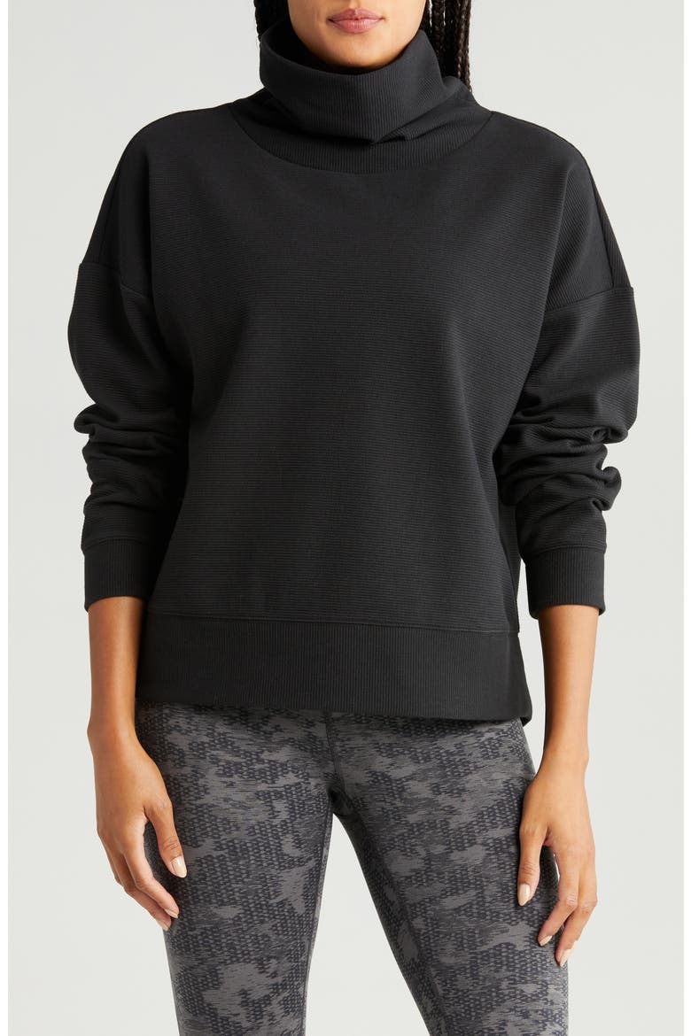Downtown Ottoman Turtleneck Sweatshirt, Main, color, BLACK
