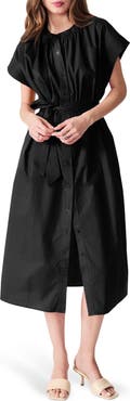 DELUC Cancela Cap Sleeve Cotton Poplin Shirtdress