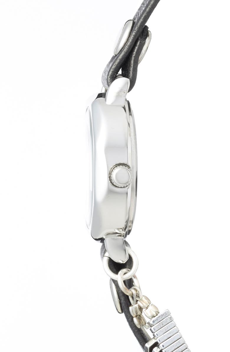 La Mer Collections 'Highline' Leather & Stone Wrap Watch, 19mm, Alternate, color, 