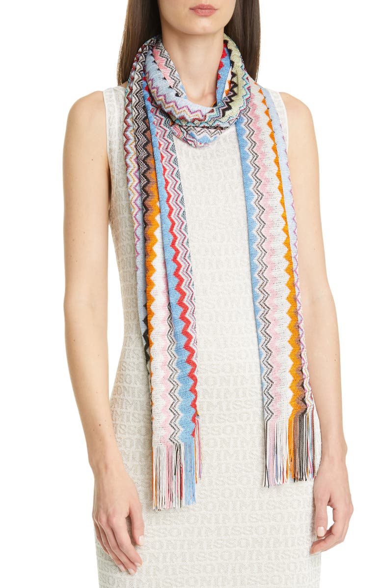 Missoni Zigzag Pattern Fringe Scarf, Alternate, color, 