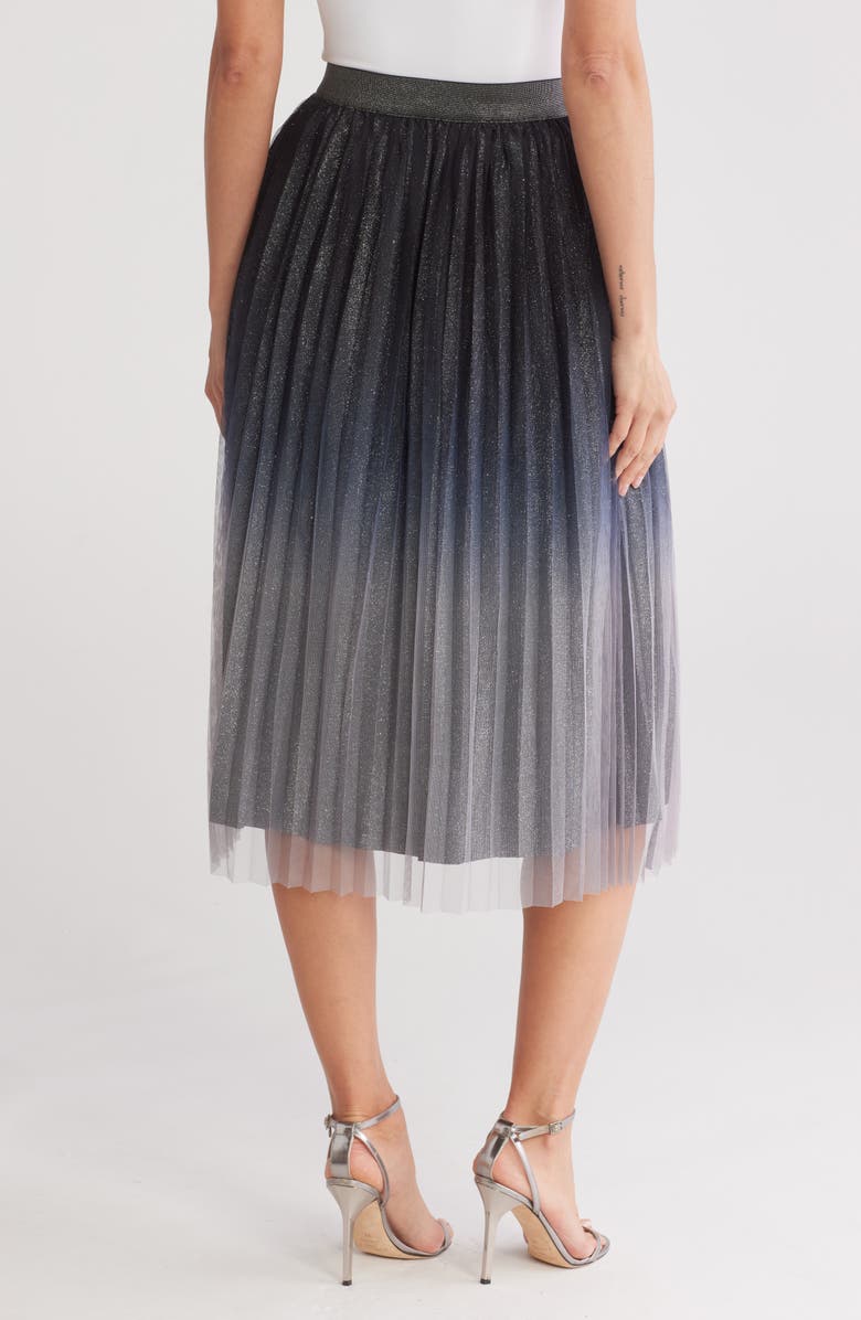 ICHI Ombré Pleated Skirt, Alternate, color, Black