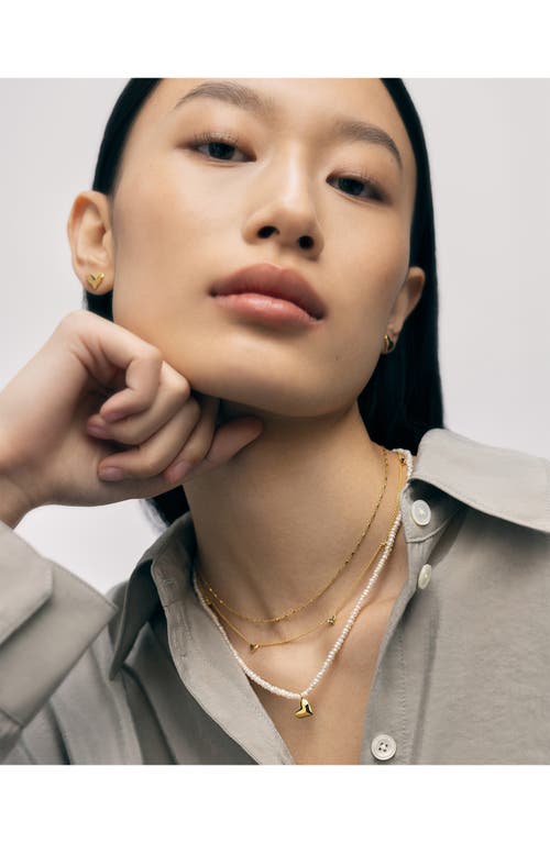 Monica Vinader Mini Heart Freshwater Pearl Necklace In Multi