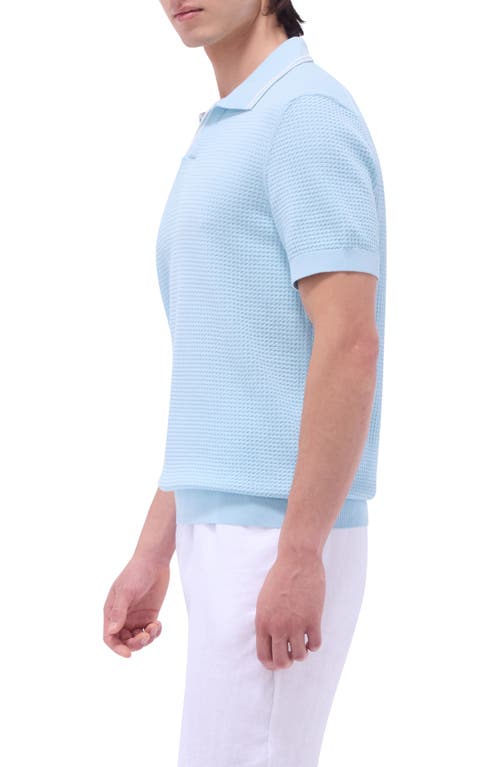 Bugatchi Tipped Johnny Collar Short Sleeve Sweater In Ice