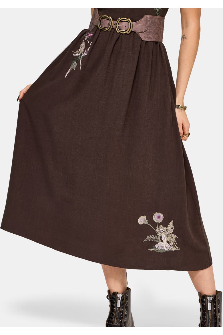 Faela Fairy Embroidered Midi Dress, Alternate, color, Black