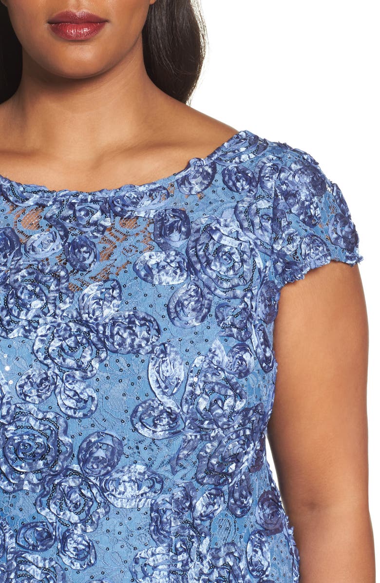 Alex Evenings Sequin Lace Cocktail Dress, Alternate, color, Brush Periwinkle